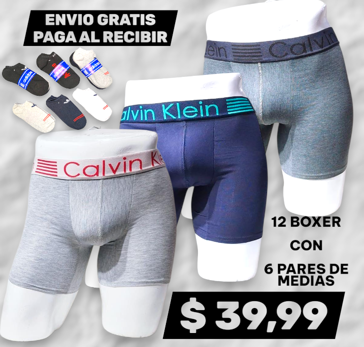 12 BOXER DE ALGODON + 6 MEDIAS
