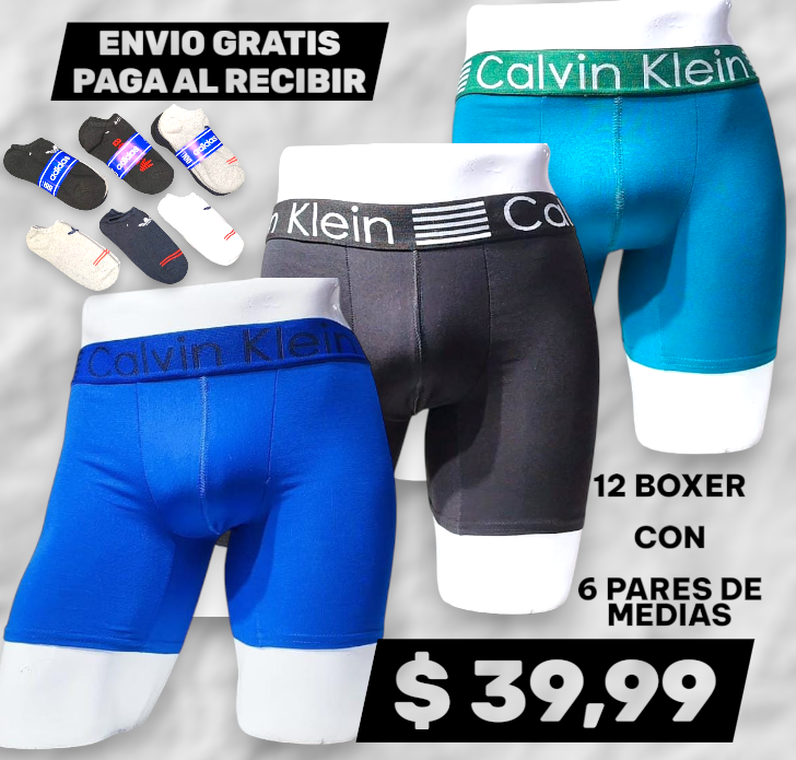 12 BOXER DE ALGODON + 6 MEDIAS